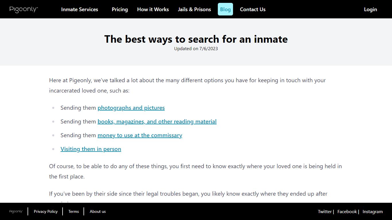 The best ways to search for an inmate | Pigeonly